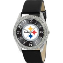 Game Time Watch, Womens Pittsburgh Steelers Black Leather Strap 40mm N