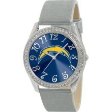 Game Time Watch, Womens San Diego Chargers Silver Leather Strap 40mm N