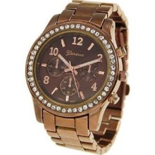 Geneva Platinum 12907312 Women's Decorative Chronograph Rhinestone-ac