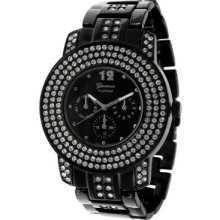 Geneva Platinum Men's Quartz Rhinestone-accented Chronograph-style Link Bracelet Watch