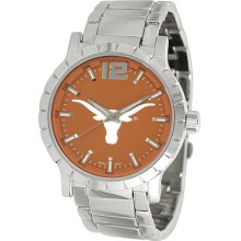 Geneva Platinum Mens University of Texas Link Watch - Orange Dial Silver 10