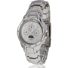 Geneva Stainless Steel Chronograph Style Silver Dial Mens Watch