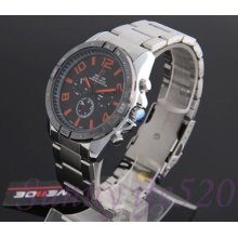 Genuine Stainless Steel Analog Quartz Men Lady Watch Water Resist Arabic Numeral