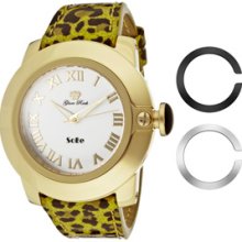 Glam Rock Watches Women's Sobe-Mood White Dial Yellow Leather With Leo