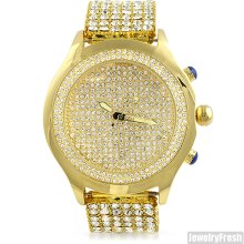 Gold Finish Iced Out Blizzard Mens Watch