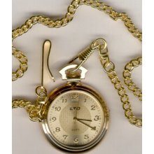 Gold-tone Pocket Watch W/ Chain JG-10396