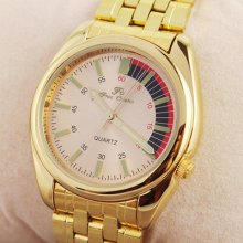 Golden Stainless Steel Luxury Wrist Watch Mens Quartz Style Night Light Gift