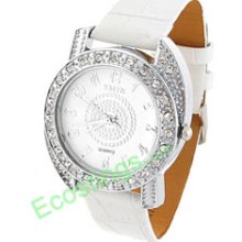 Good Exquisite Ladies Jewelry Quartz Wrist Watches Silver Man-made Crystal Strap