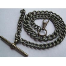 Graduated Vintage Pocket Watch Chain T Bar & Claw