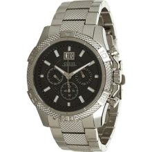 Guess Men's U0177G1 Silver Stainless-Steel Quartz Watch with Black Dial