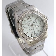 Guess Multi White Dial Ladies Crystals Watch (special Offer)