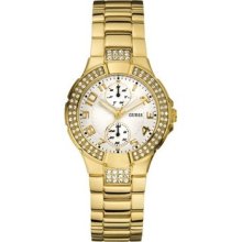 Guess Prism Ladies Watch Stone Set Gold Plated Stainless Steel Bracelet W15072l1