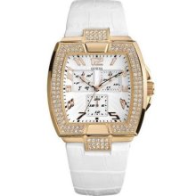 Guess Rose Gold Prism White Leather Strap Lady Men Unisex Watch U13520l1