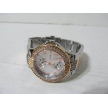 Guess Stainless Steel Rose Gold Crystal Bezel Womens Watch U13586l2