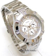 Guess Women Watch Crystals Multi-dial Silver Face