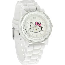 Hello Kitty By Sanrio Ladies Acryl Bezel White Strap Quartz Watch HK2109S
