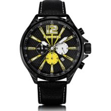 Holler Psychedelic Black Men's Quartz Watch With Multicolour Dial Chronograph Display And Black Leather Strap Hlw2280-7