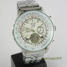 Hot Business Mens S/steel Sub-dials Calender Automatic Mechanical Wrist Watch
