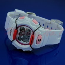 Hot Ohsen Waterproof 7 Colors Backlight Digital Boys Mens White Sport Watch