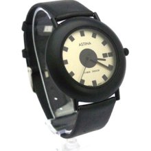 Hot Round Plastic Watchband Black Casual Women Quartz Wrist Watch Pw42