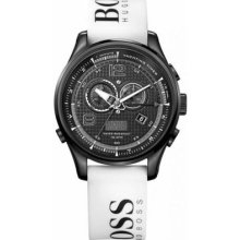 Hugo Boss 1512802 White And Black Logo Strap Men's Watch