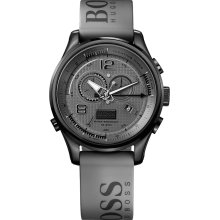 Hugo Boss Men Watch Yachting Timer Alarm Black Steel 46mm Poly-u 1512800