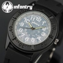 Infantry Analog Army Military 19-24cm Rubber Sports Mens Quartz Wrist Watch