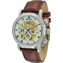 Ingersoll In2700wh Ghandi Automatic Watch With Brown Leather Strap