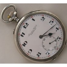 International Watch Co. Pocket Watch Open Face Silver Case 52 Mm. Running