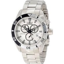 Invicta 12444 Pro Diver Chronograph Men Stainless Steel Silver Dial Watch Bnib