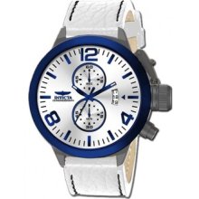 Invicta 80008 Corduba Slv Blu Dl Qtz 3h White Lthr