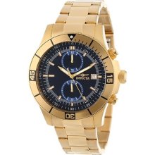 Invicta Men's 12655 Chronograph Black Dial 18k Gold Stainless Watch $595