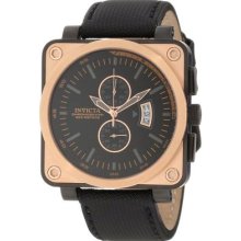 Invicta Mens Corduba Square Chronograph Black Ip & 18k Rose Gold Case Watch