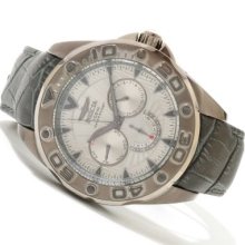 Invicta Men's Pro Diver Elegant Ocean Quartz GMT Leather Strap Watch