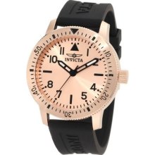 Invicta Mens Specialty Sport 18k Rose Gold Stainless Steel Black Watch 11424