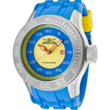 Invicta Watches Men's Pro Diver Yellow/Light Blue Dial Light Blue Poly
