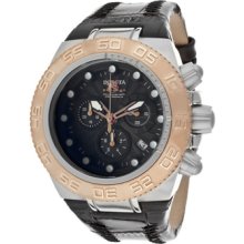 Invicta Watches Men's Subaqua Chronograph Black Dial Black Genuine Lea