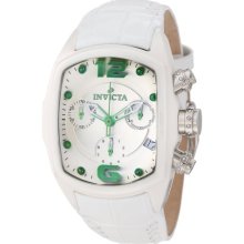 Invicta Womens 10234 Lupah Revolution Chrono Silver Dial White Leather Watch