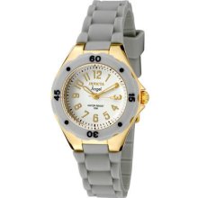 Invicta Women's Angel White Dial 18k Plated Case Light Grey Rubber Msrp $495