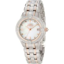 Invicta Womens Ii Diamond Accented Mother-of-pearl Dial Two Tone Watch 0269