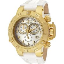 Invicta Womens Subaqua Swiss Chronograph Day & Date 18k Gold Plated White Watch