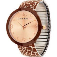 Isaac Mizrahi Live! Multi-Print Stretch Bracelet Watch - Brown Giraffe - One Size