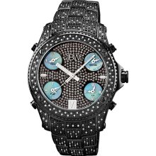 JBW Men's 'Jet Setter' Black Ion-plated Five Time Zone Diamond Watch (Black ion 56MM case)
