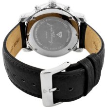 JBW Tazo Chronograph Diamond Calfskin Band Watch Bezel Color: Stainless Steel, Dial Color: White