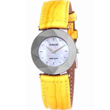 Jowissa Swiss Facet Women's Mother of Pearl Yellow Leather Watch (Yellow)