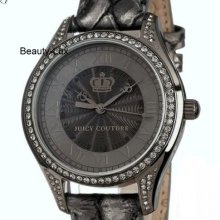 Juicy Couture Lively Gunmetal Snake Embossed Leather Swarovski Crystal Watch