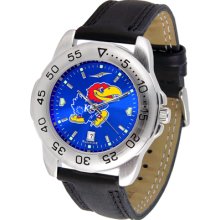 Kansas Jayhawks Sport Leather Band AnoChrome-Men's Watch