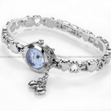 Kimio Heart Bracelet Crystal Wlady Girl Light Blue Dial Quartz Watch Gift Usts
