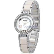 KIMIO Women's Crystal Decoration Quartz Analog Watch (White)