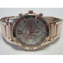 Ladies Geneva Chronograph Coppertone Watch +michael Kors Perfume Sample